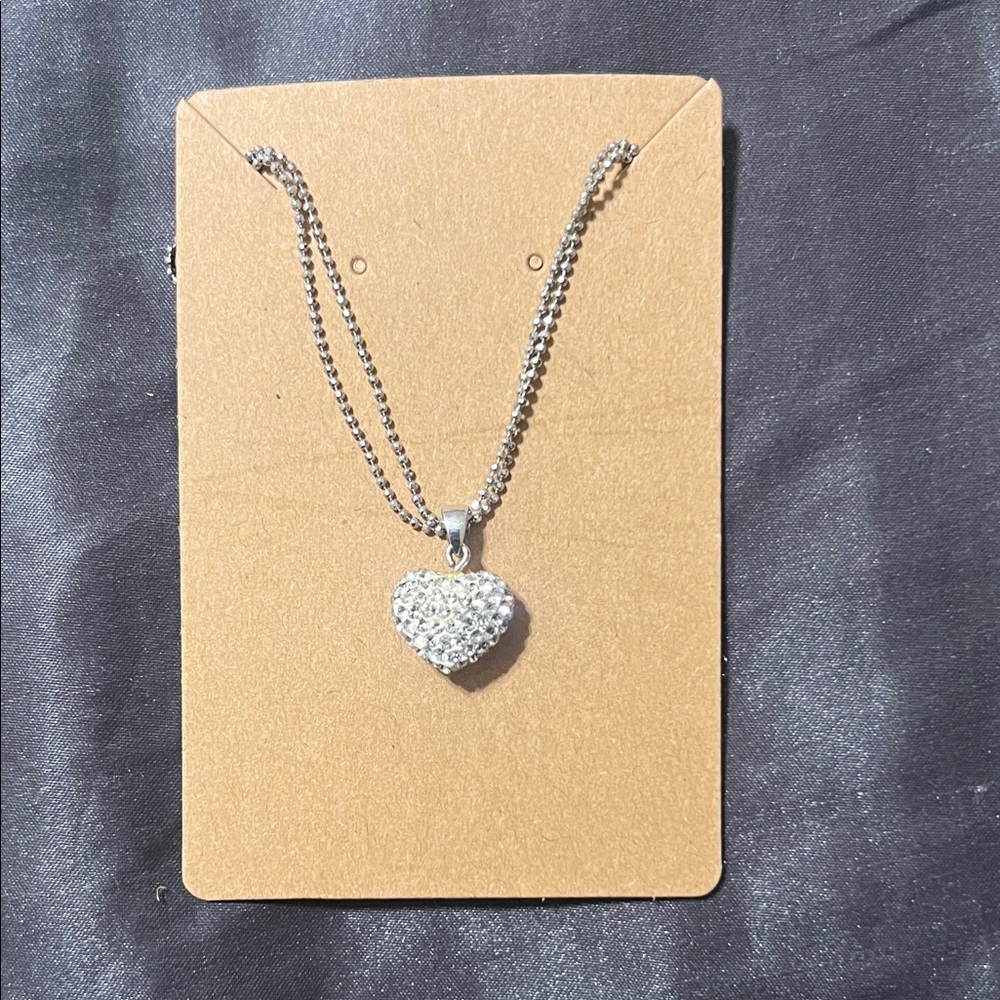 Elegant Diamond and Silver Heart Pendant Necklace